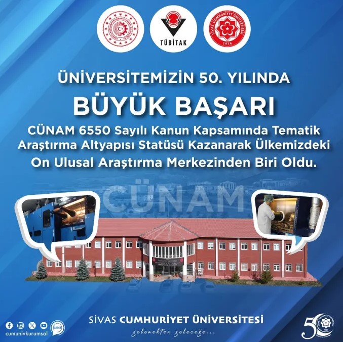 CÜNAM 6550 Sayılı Kanun Kapsamına Alınarak Tematik Araştırma Altyapısı Statüsü Kazandı