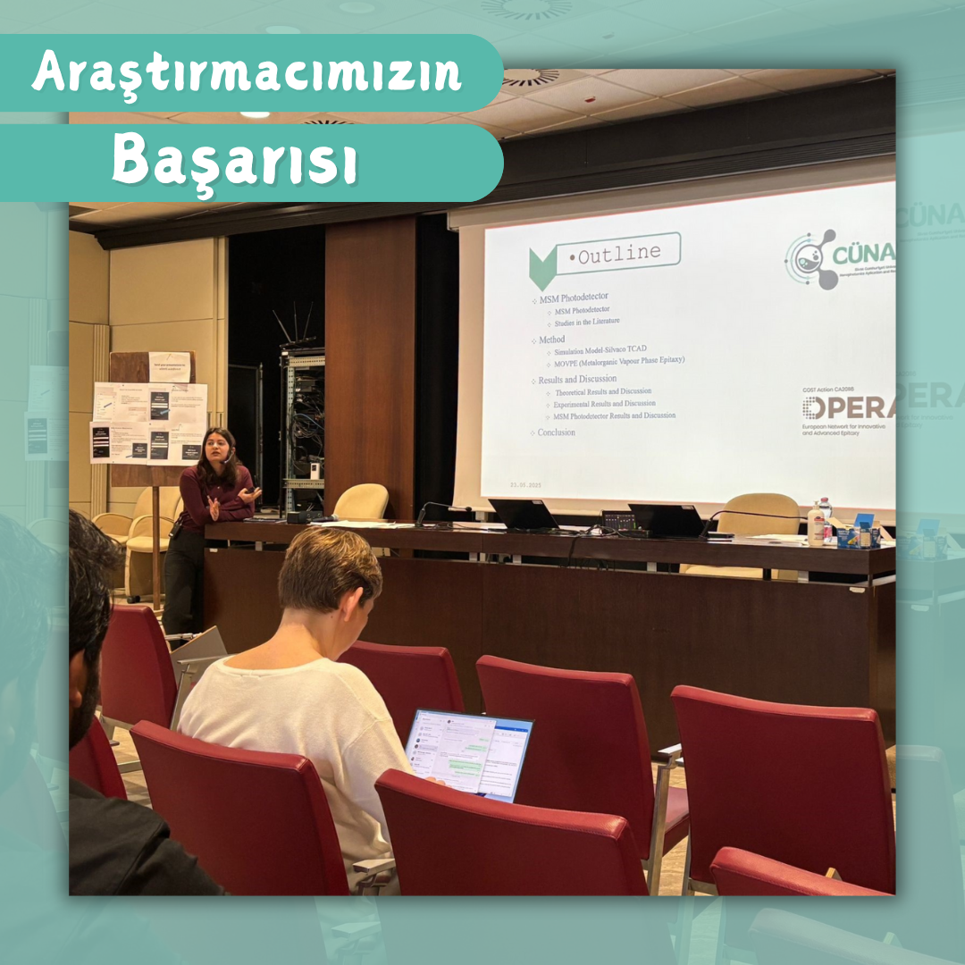 Merkezimiz araştırmacılarından Dudu Hatice ÜNAL İtalya’nın Pisa şehrinde 19-23 Mayıs tarihleri arasında gerçekleşen “European Workshop on Innovative and Advanced Epitaxy” başlıklı çalıştayda sunum yaptı.