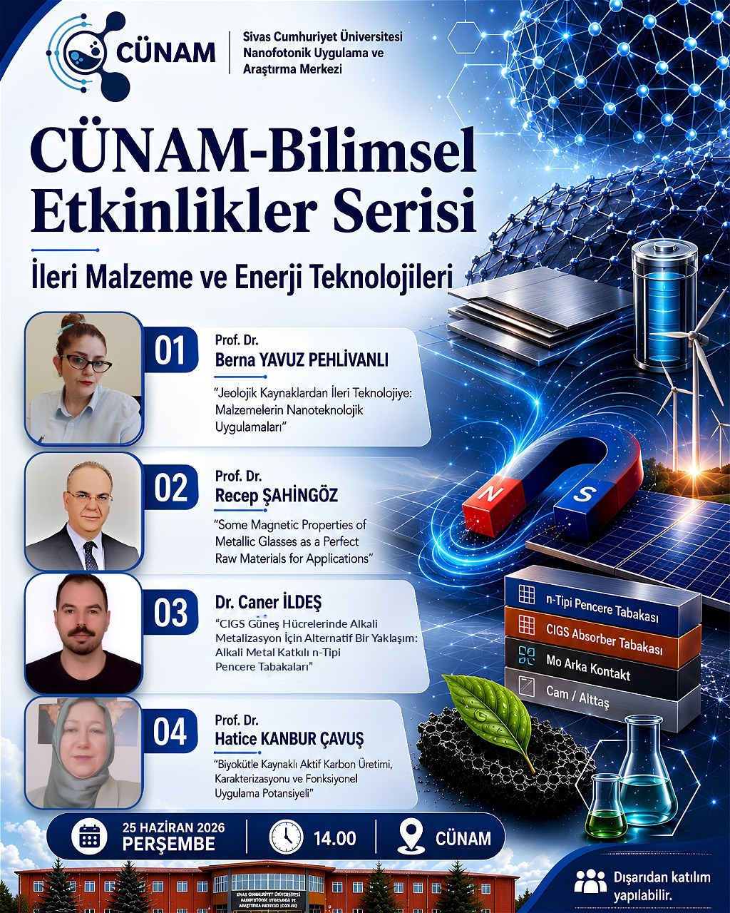 Registration Has Begun for the Event Titled “Advanced Materials and Energy Technologies” as Part of the CÜNAM Scientific Events Series